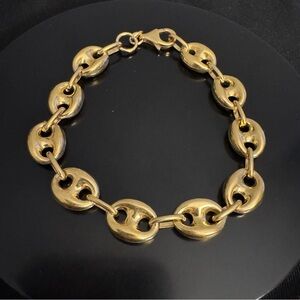 Gold Vermeil Puffy Mariner Link Bracelet – Signed JCM